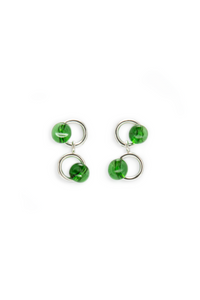 Sustainable jewelry earrings with green upcycled glass