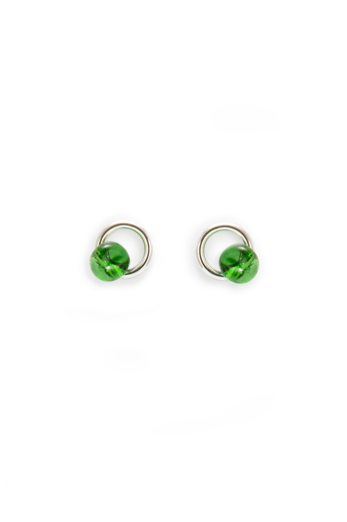 Ethical recycled silver earrings with green upcycled glass
