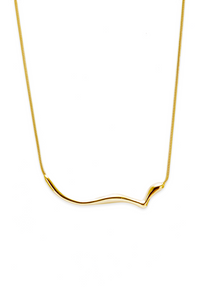 Gold plated sculptural necklace made from recycled gold plated silver